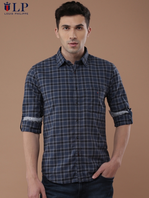 

Louis Philippe Sport Men Blue Slim Fit Checked Casual Shirt