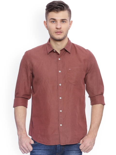 

Basics Men Brown Slim Fit Solid Casual Shirt