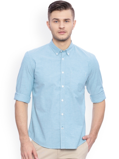 

Basics Men Blue Slim Fit Solid Casual Shirt