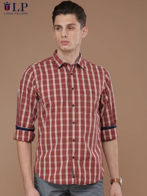 

Louis Philippe Sport Men Red & Beige Union Sq Slim Fit Checked Casual Shirt