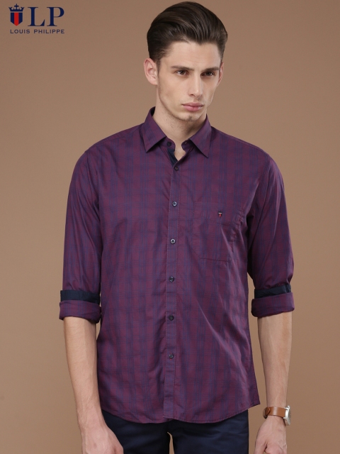 

Louis Philippe Sport Men Purple & Blue Jermyn Tailored Fit Checked Casual Shirt