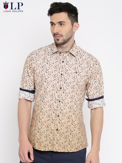 

Louis Philippe Sport Men Cream-Coloured Tailored Fit Printed Casual Shirt