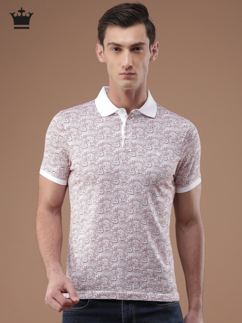 

Louis Philippe Men White & Red Solid Polo Collar T-shirt