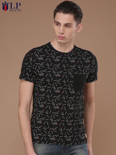 

Louis Philippe Jeans Men Black Printed Round Neck T-shirt