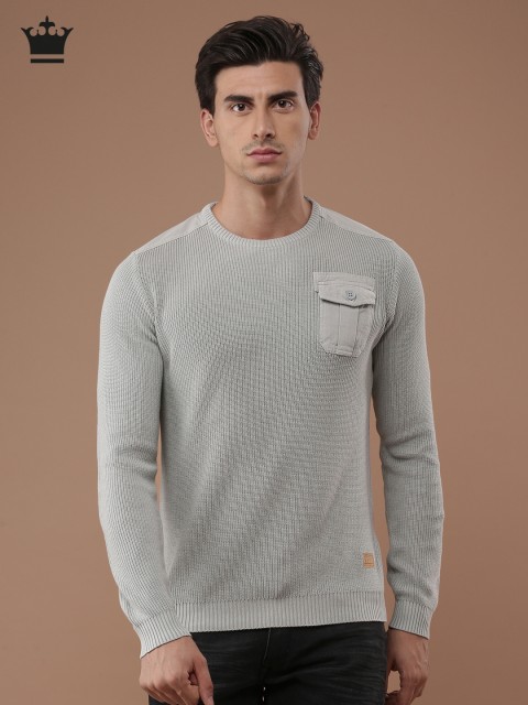 

Louis Philippe Jeans Men Grey Solid Pullover