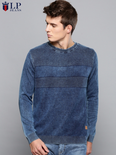 

Louis Philippe Jeans Men Navy Blue Self Design Sweater Vest