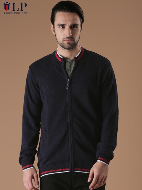 

Louis Philippe Sport Men Navy Blue Self Design Sweater