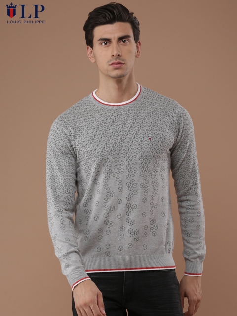

Louis Philippe Sport Men Grey Printed Pullover