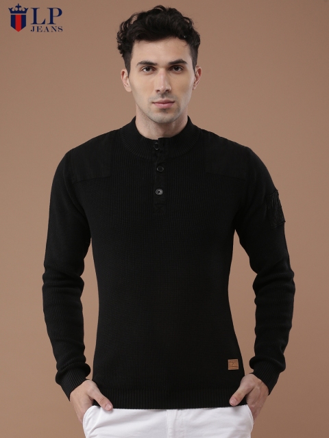 

Louis Philippe Jeans Men Black Solid Pullover
