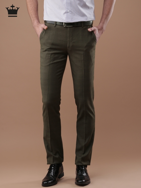 

Louis Philippe Men Brown Milano Slim Fit Checked Formal Trousers