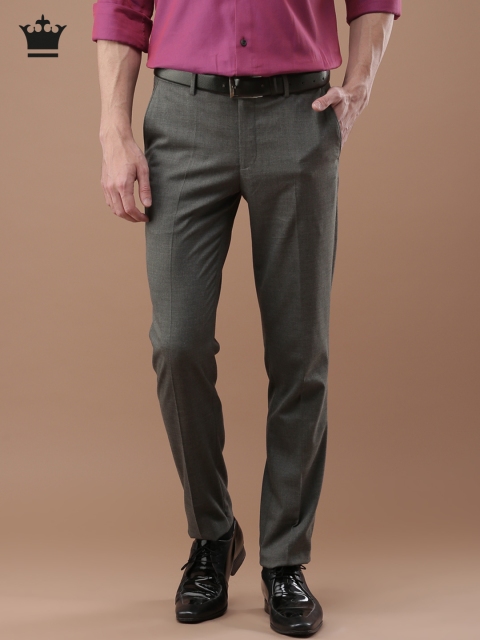 

Louis Philippe Men Grey Milano Slim Fit Solid Formal Trousers