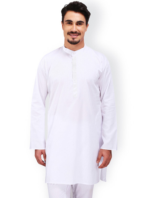 

RAJUBHAI HARGOVINDAS Men White Solid Straight Kurta