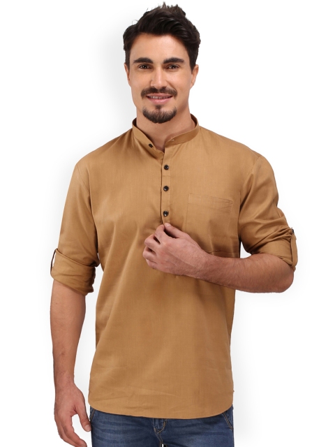 

RAJUBHAI HARGOVINDAS Men Brown Solid Straight Kurta