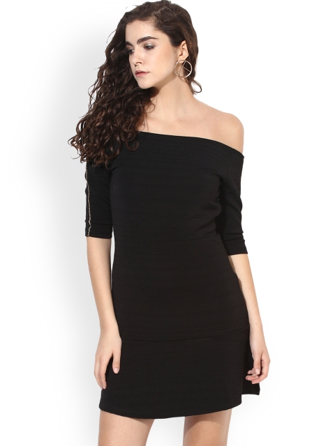 

Kazo Women Black Solid A-Line Dress