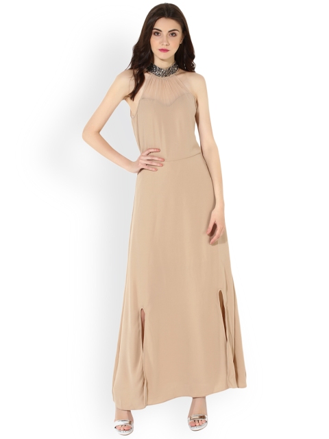 

Kazo Women Beige Solid Maxi Dress