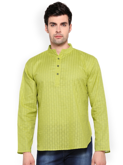 

Vivids India Men Green Printed Straight Kurta