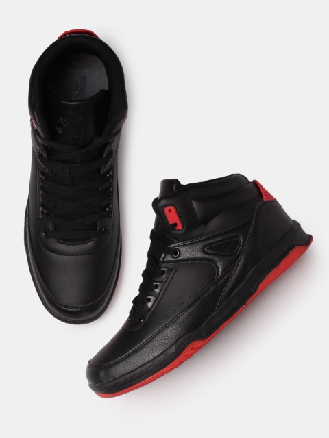 

HRX by Hrithik Roshan Men Black Solid Synthetic Mid-Top Pro Sneakers