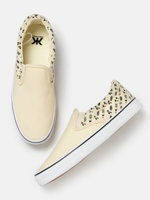 

Kook N Keech Men Cream-Coloured Slip-On Sneakers
