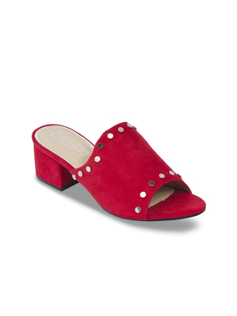 

Truffle Collection Women Red Solid Heels with Metallic Studs