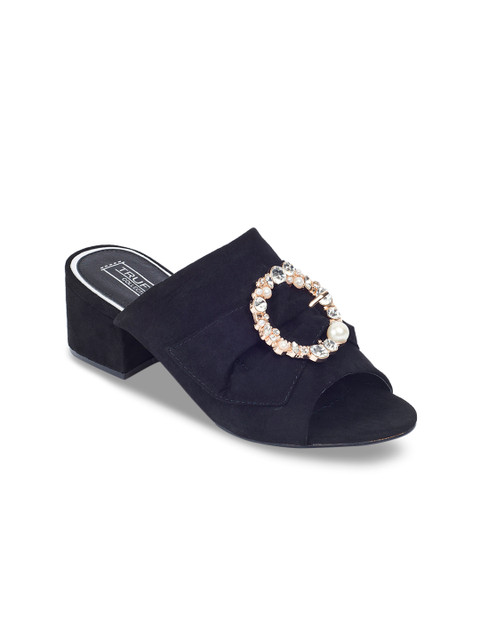 

Truffle Collection Women Black Mules with Embellished Buckle