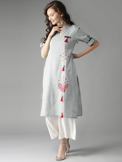 

Moda Rapido Women Green Embroidered Straight Kurta
