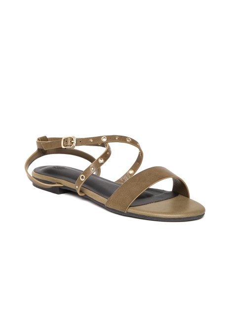 

Allen Solly Women Olive Green Solid Open-Toe Flats