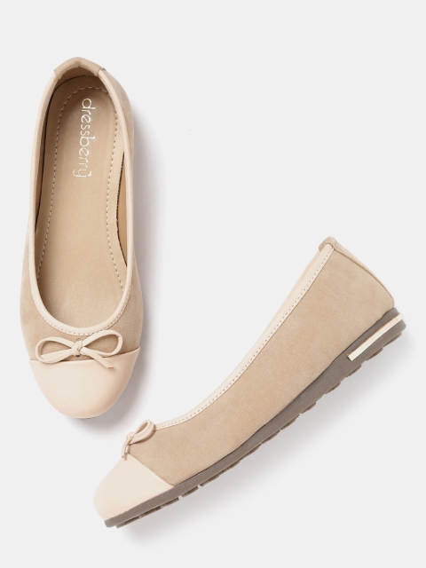 

DressBerry Women Beige Solid Ballerinas