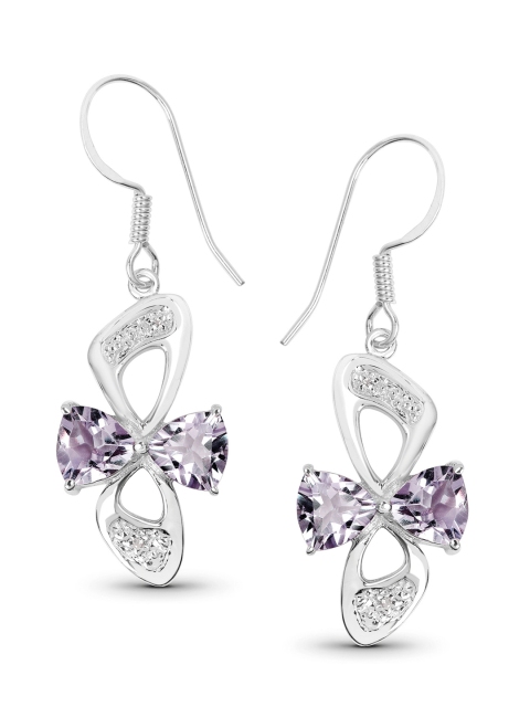 

Johareez Silver-Toned & Pink Classic Drop Earrings