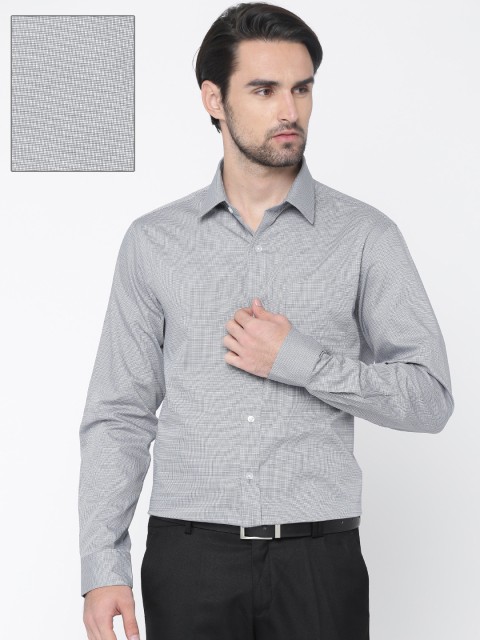 

Arrow Men Navy & Grey Slim Fit Checked Formal Shirt, Navy blue