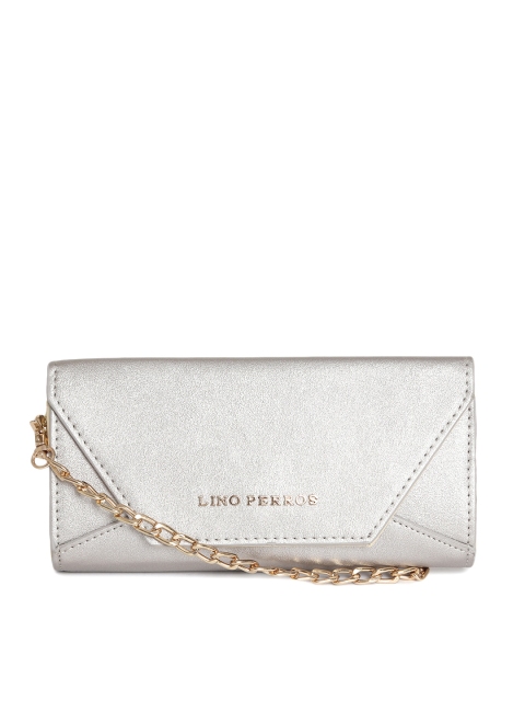 

Lino Perros Women Silver-Toned Two Fold Wallet with Sling Strap