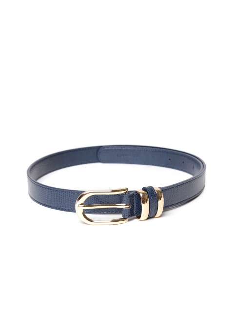 

Lino Perros Women Navy Snakeskin-Textured Belt, Navy blue