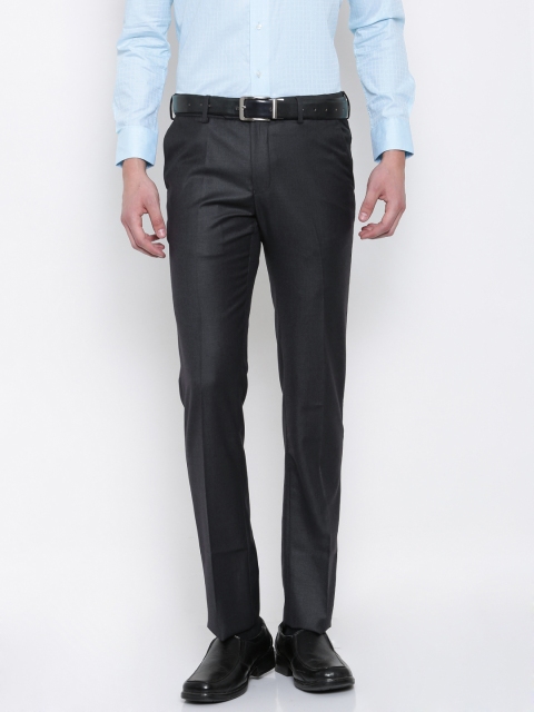 

Van Heusen Men Grey Slim Fit Solid Formal Trousers