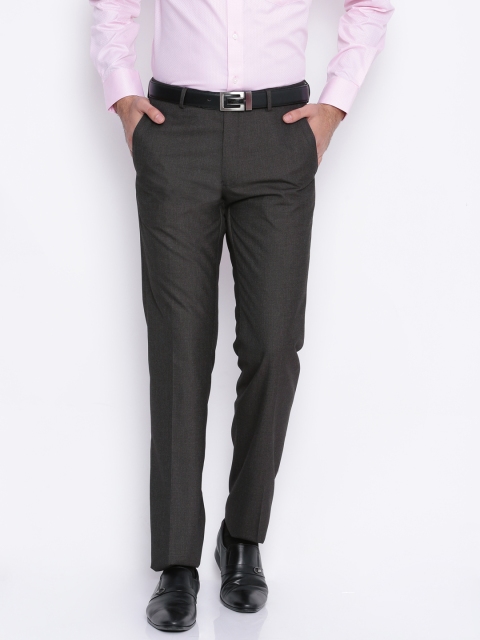 

Van Heusen Men Grey Classic Slim Fit Self-Design Formal Trousers