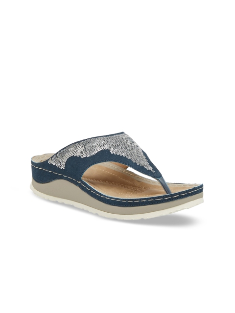 

Wet Blue Women Navy Blue Solid Sandals