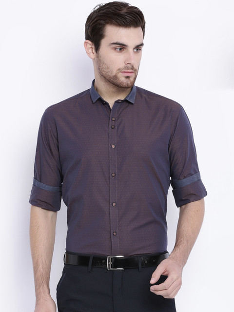 

V Dot by Van Heusen Blue & Purple Two-Toned Formal Shirt