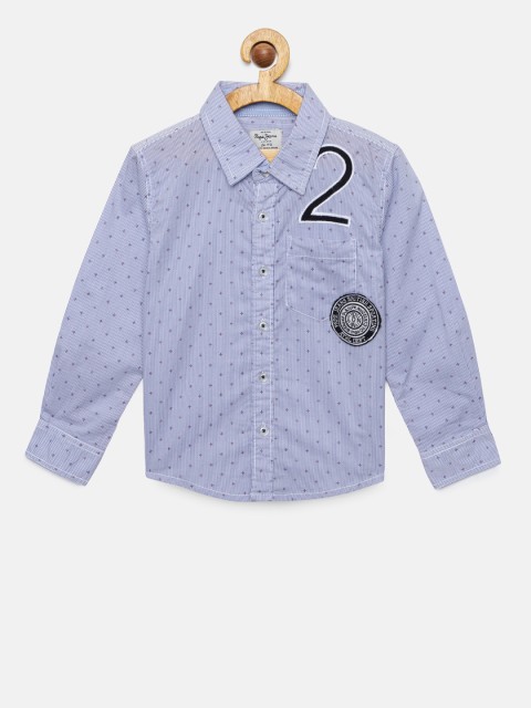 

Pepe Jeans Boys Blue Printed Casual Shirt