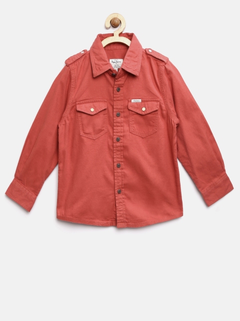 

Pepe Jeans Boys Rust Red Solid Casual Shirt