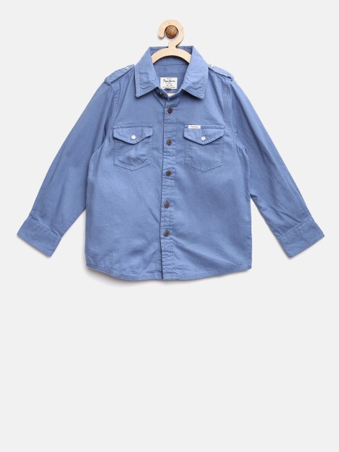 

Pepe Jeans Boys Blue Solid Casual Shirt
