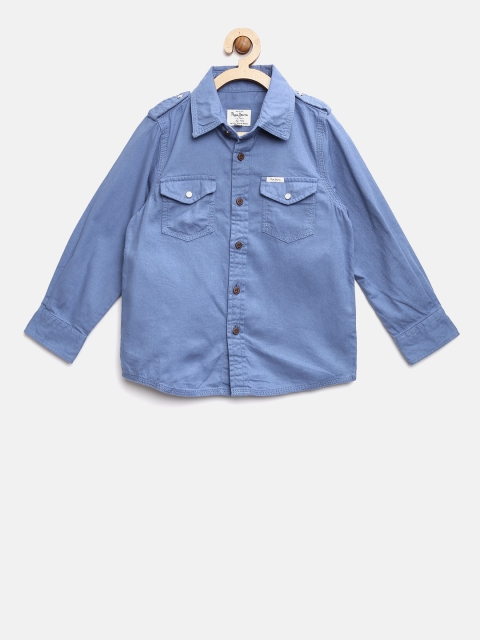 

Pepe Jeans Boys Blue Solid Casual Shirt