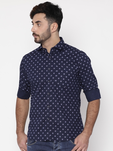 

Van Heusen Sport Men Navy Slim Fit Printed Casual Shirt, Navy blue