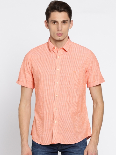 

Van Heusen Sport Men Orange Striped Casual Shirt