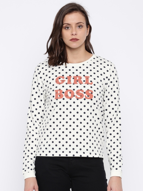 

ONLY Women Off-White & Black Printed Sweatshirt