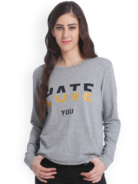 

ONLY Women Grey Melange Printed Pullover