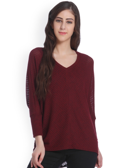

ONLY Women Red Self Design Top