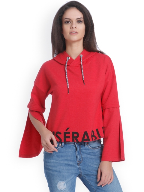 

ONLY Women Red Printed Hooded Sweatshirt