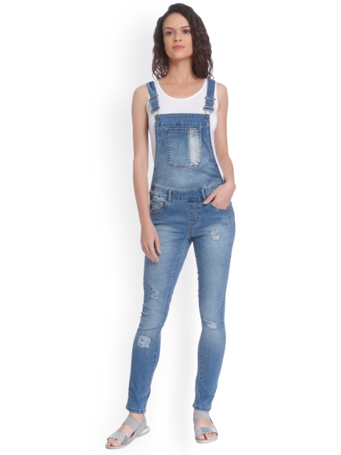 

ONLY Blue Distressed Denim Dungarees