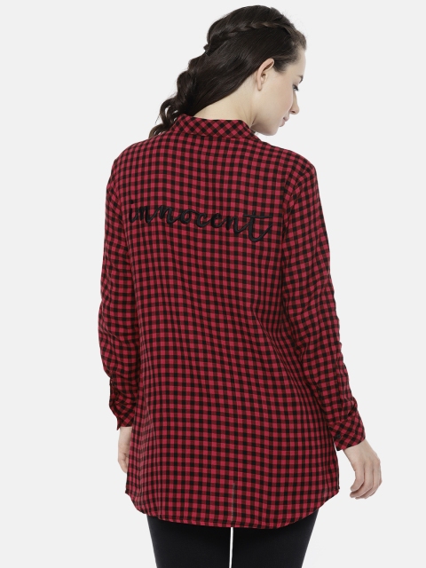 

ONLY Women Red & Black Checked Casual Shirt