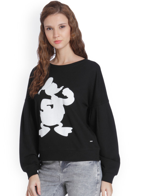 

ONLY Women Black Self-Design Sweatshirt