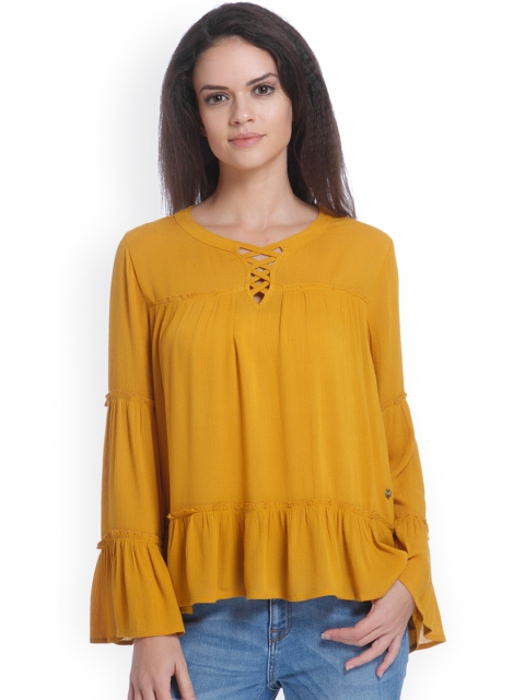 

ONLY Women Mustard Yellow A-Line Top