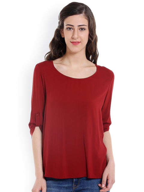 

ONLY Women Maroon Solid Top